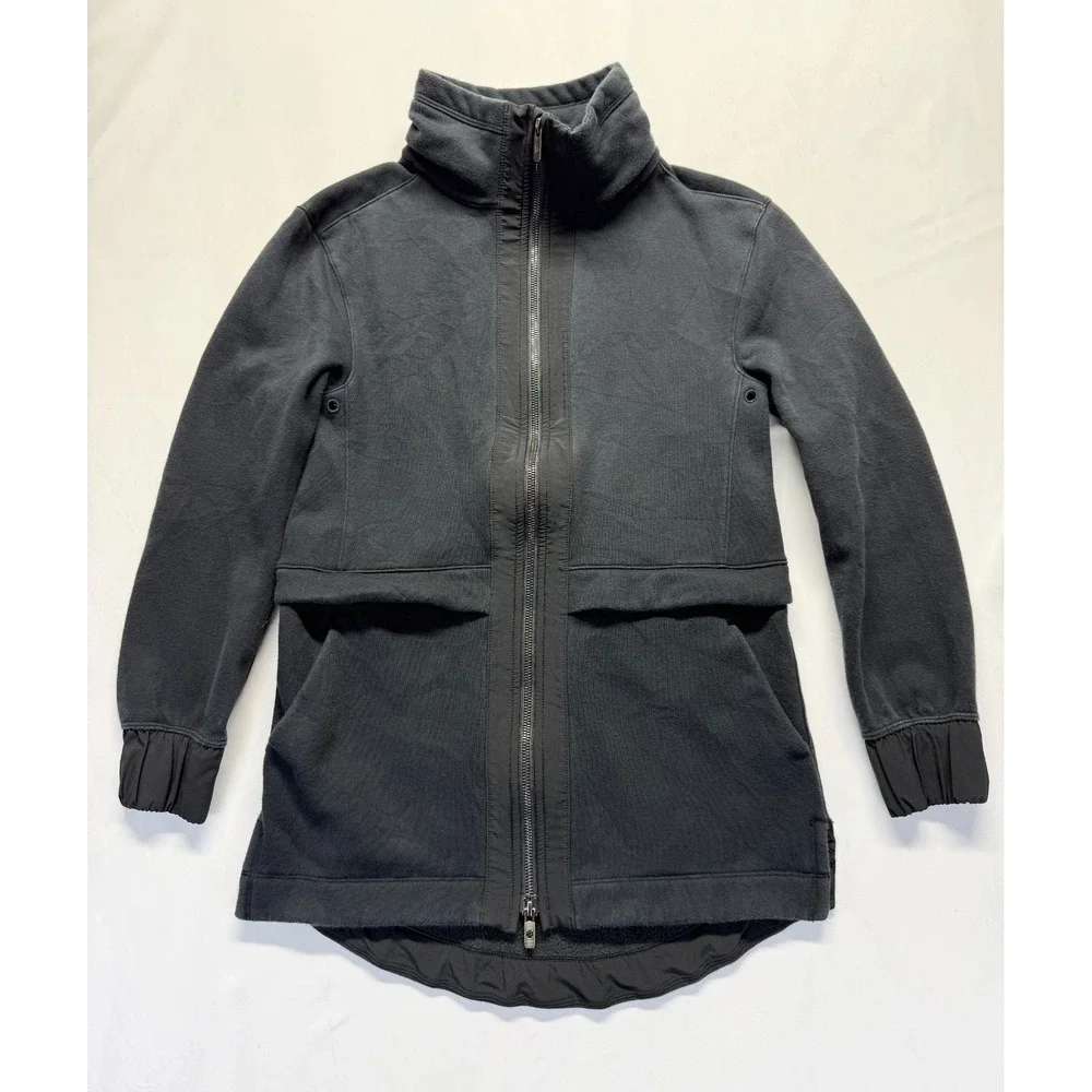 Lululemon Light As Warmth Jacket Women 4 Black Fleece Lined Relaxed Fit Full Zip